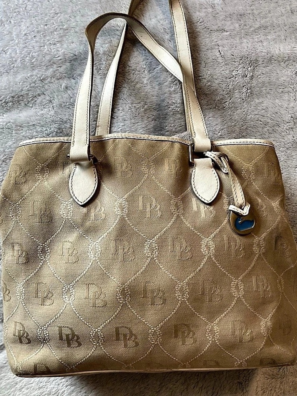 Dooney & Bourke Nautical Rope Monogram Tote Beige & White